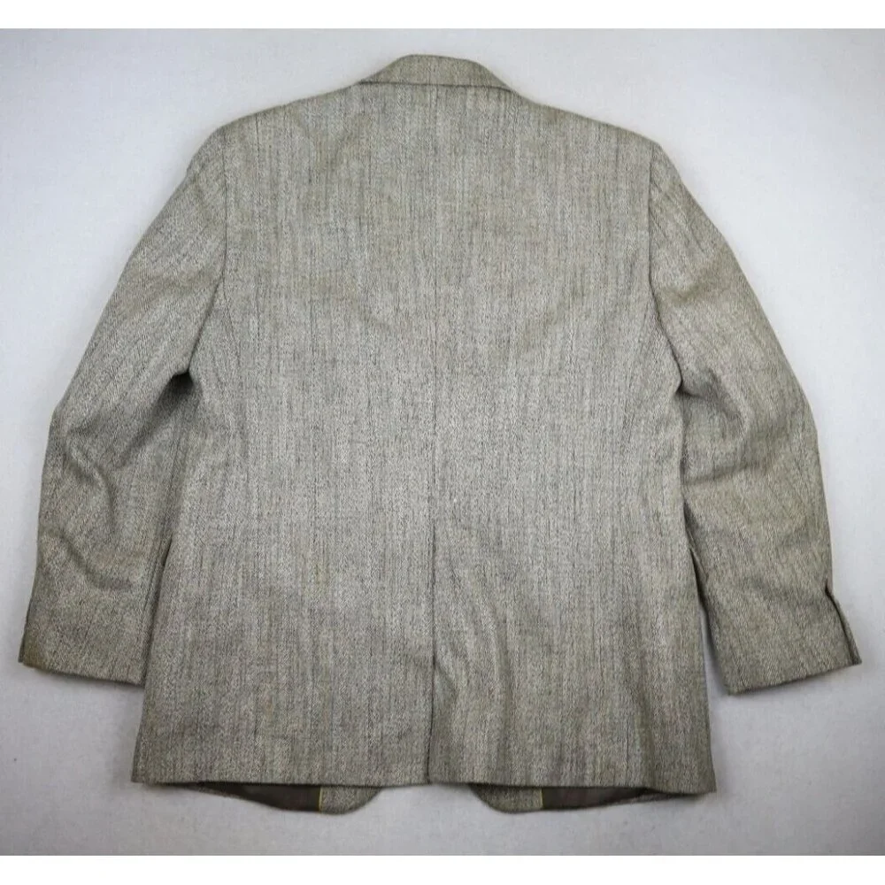 HAGGAR IMPERIAL - MEN'S BEIGE WOVEN BLAZER JACKET SPORT COAT - SIZE 42
